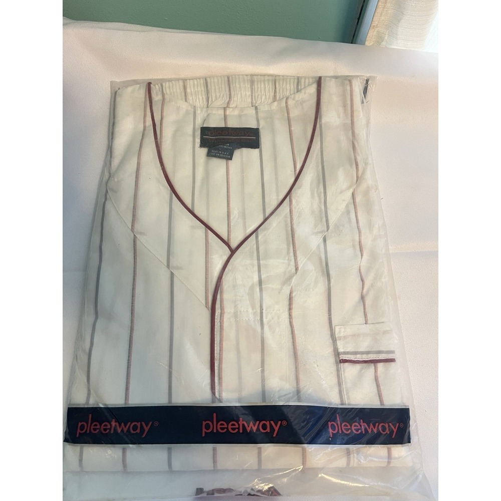 Vintage 60s 70s Mens PLEETWAY Cotton Pajamas Set Shirt‎ Pants Windowpane 2XL New